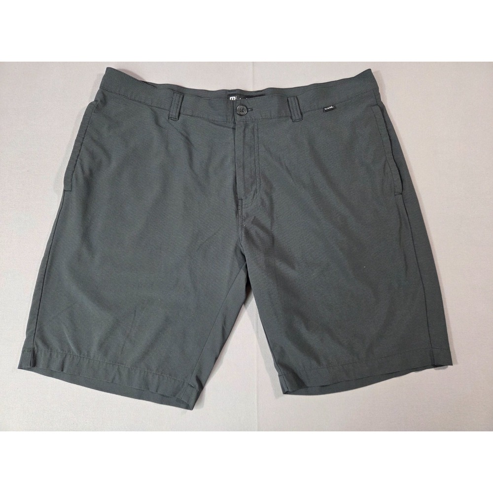 Travis Mathew Shorts Mens 38 Black Micro Stripe Stretch Performance Golf Casual